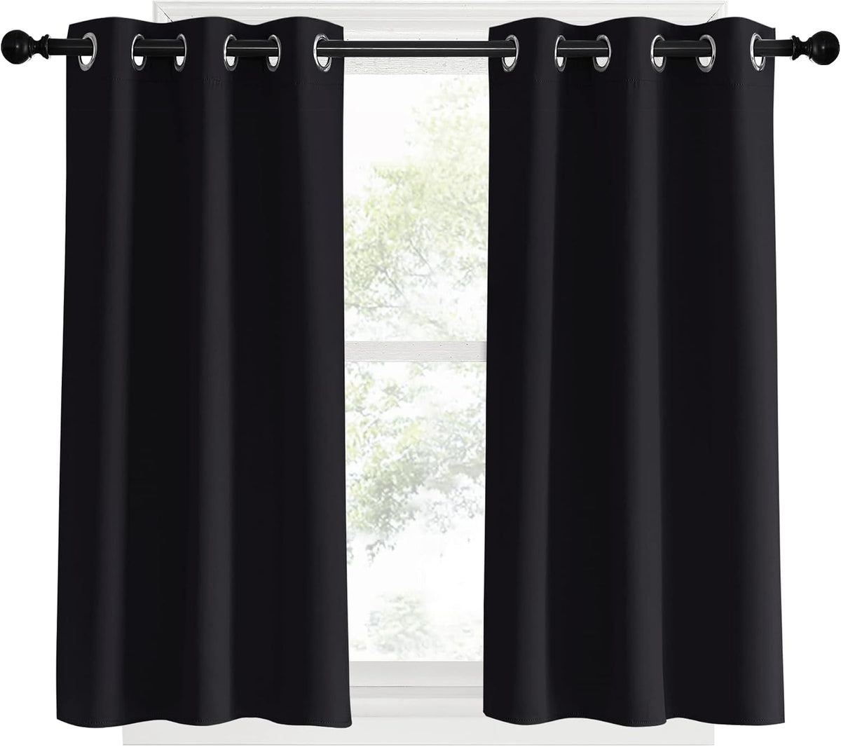 40"L x 34"W polyester curtains in Black, alternate view 2