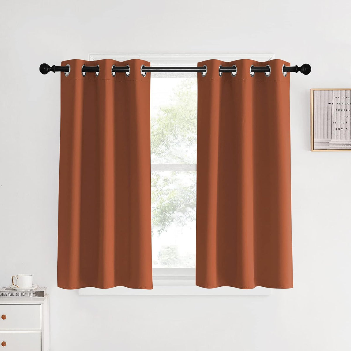 40"L x 34"W polyester curtains in Burnt Orange