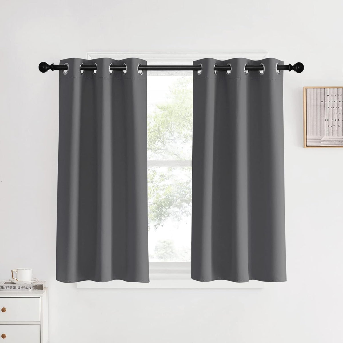 40"L x 34"W polyester curtains in Grey