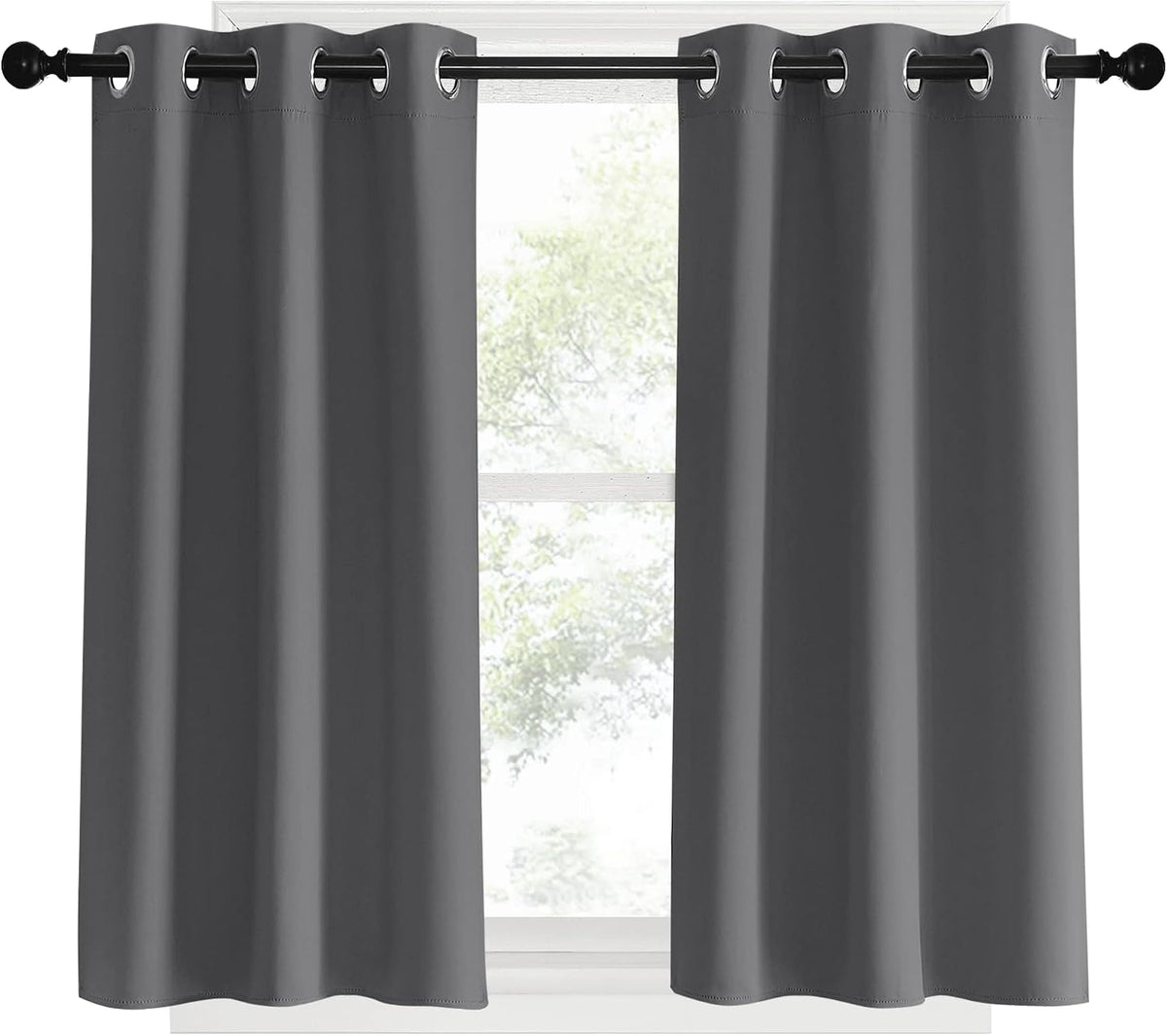 40"L x 34"W polyester curtains in Grey, alternate view 2