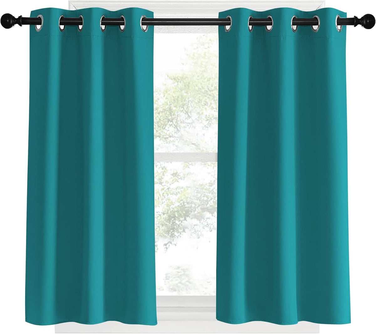 40"L x 34"W polyester curtains in Peacock Teal, alternate view 2