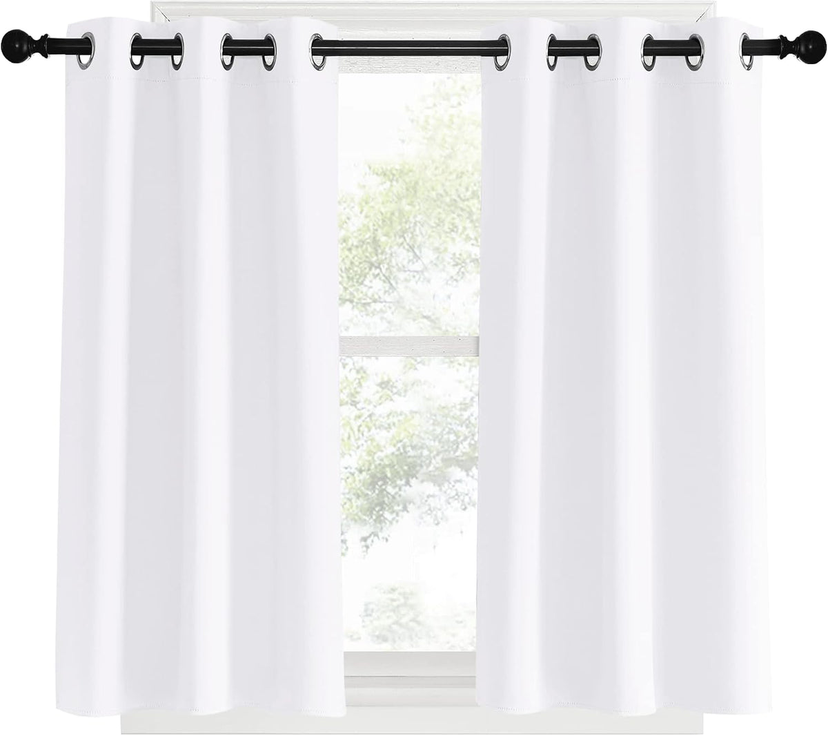 40"L x 34"W polyester curtains in Pure White, alternate view 2