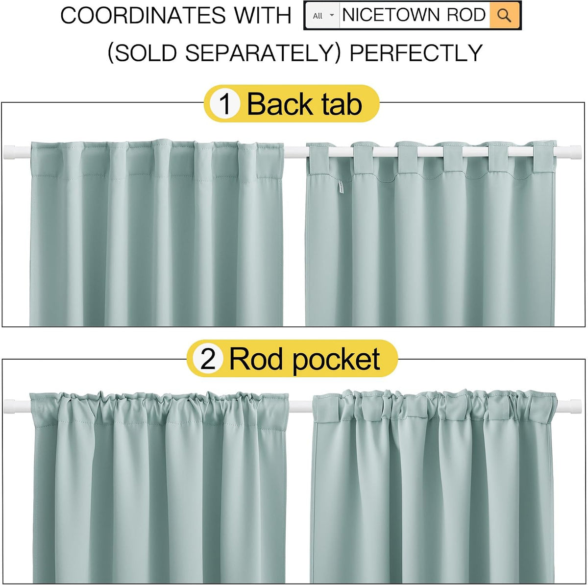 40"L x 42"W polyester curtains in Aqua Blue, alternate view 3