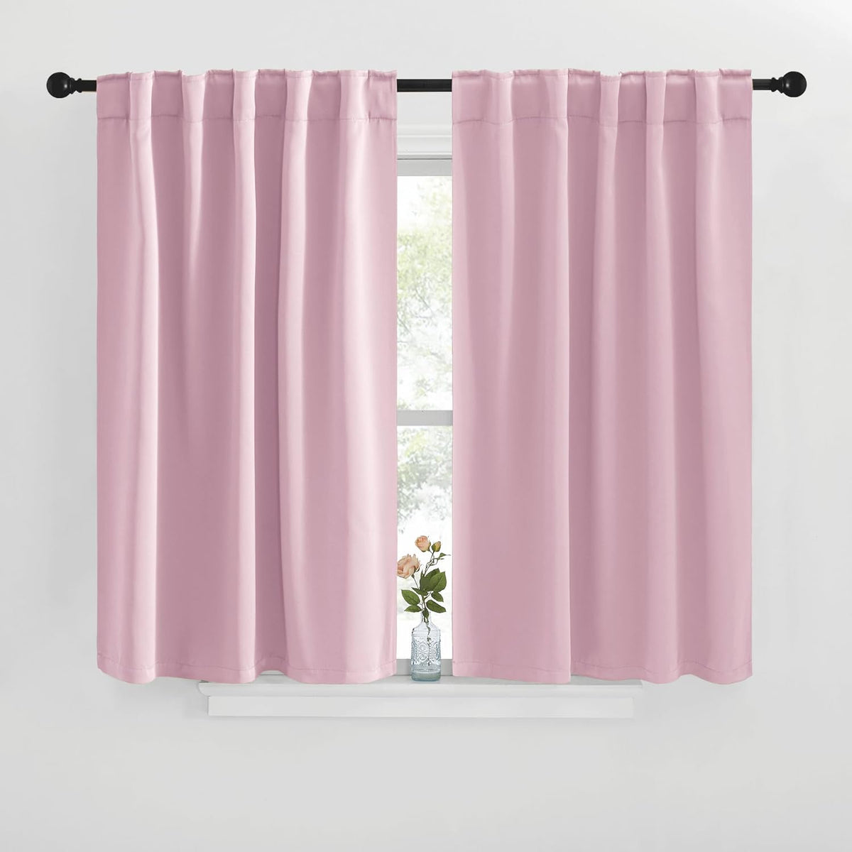 40"L x 42"W polyester curtains in Baby Pink