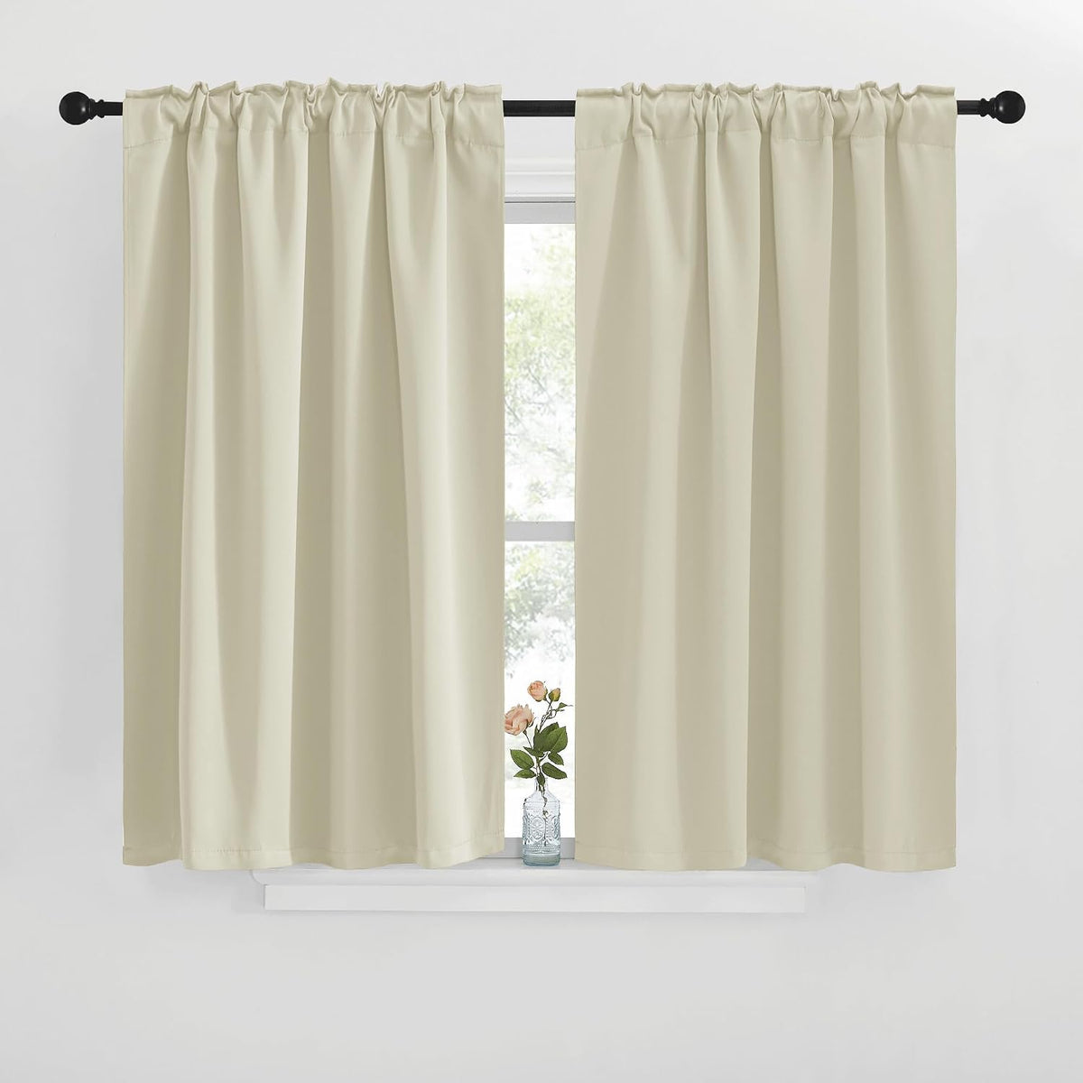 40"L x 42"W polyester curtains in Beige, alternate view 2
