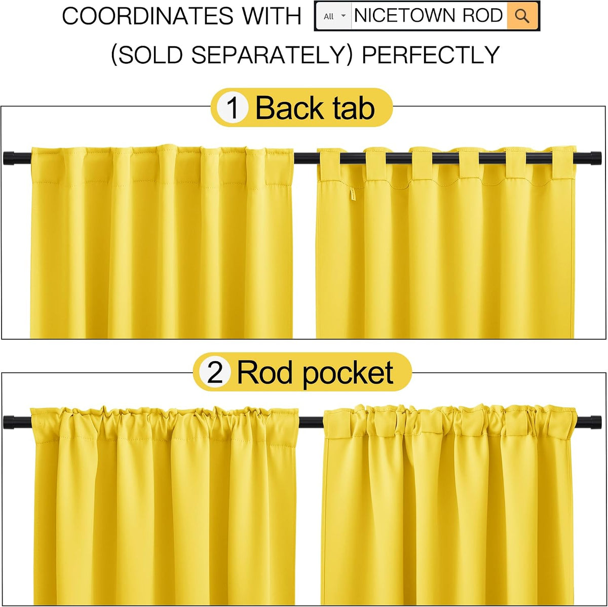 40"L x 42"W polyester curtains in Bright Yellow, alternate view 3