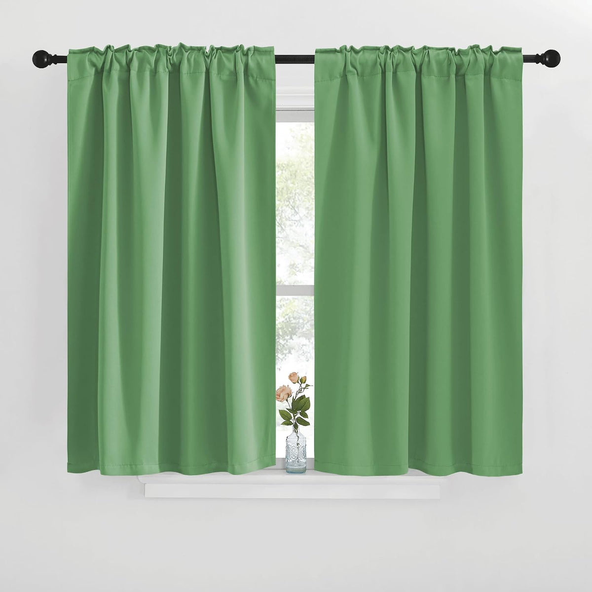 40"L x 42"W polyester curtains in Forest Green, alternate view 2