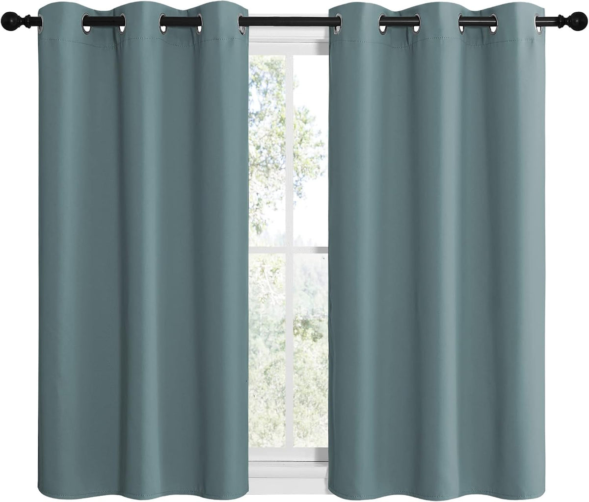 40"L x 42"W polyester curtains in Greyish Blue, alternate view 2
