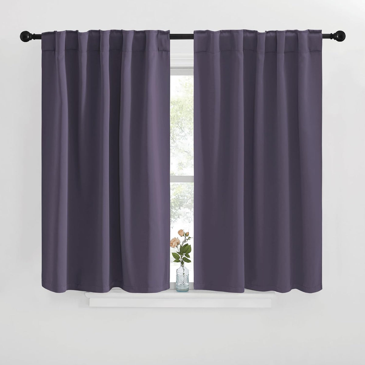 40"L x 42"W polyester curtains in Greyish Purple