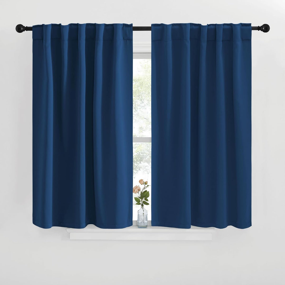 40"L x 42"W polyester curtains in Moroccan Blue