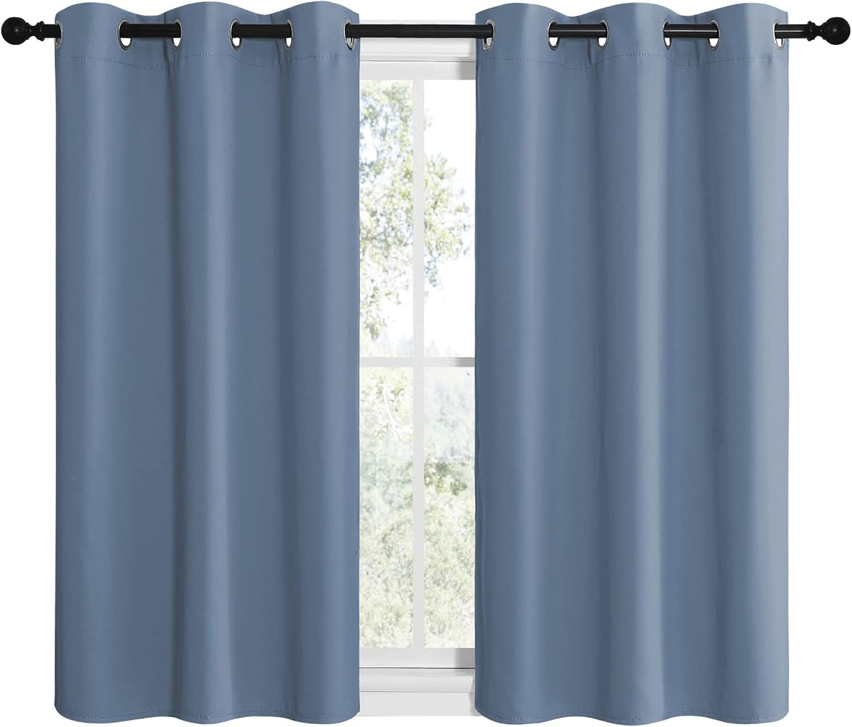 40"L x 42"W polyester curtains in Stone Blue, alternate view 2