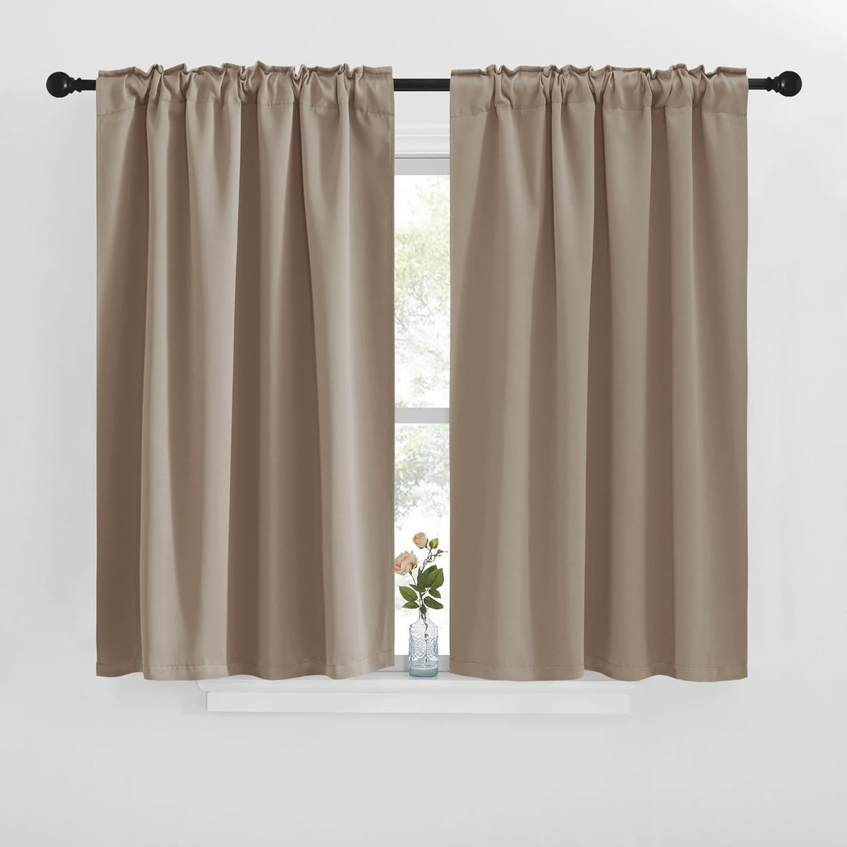 40"L x 42"W polyester curtains in Taupe, alternate view 2