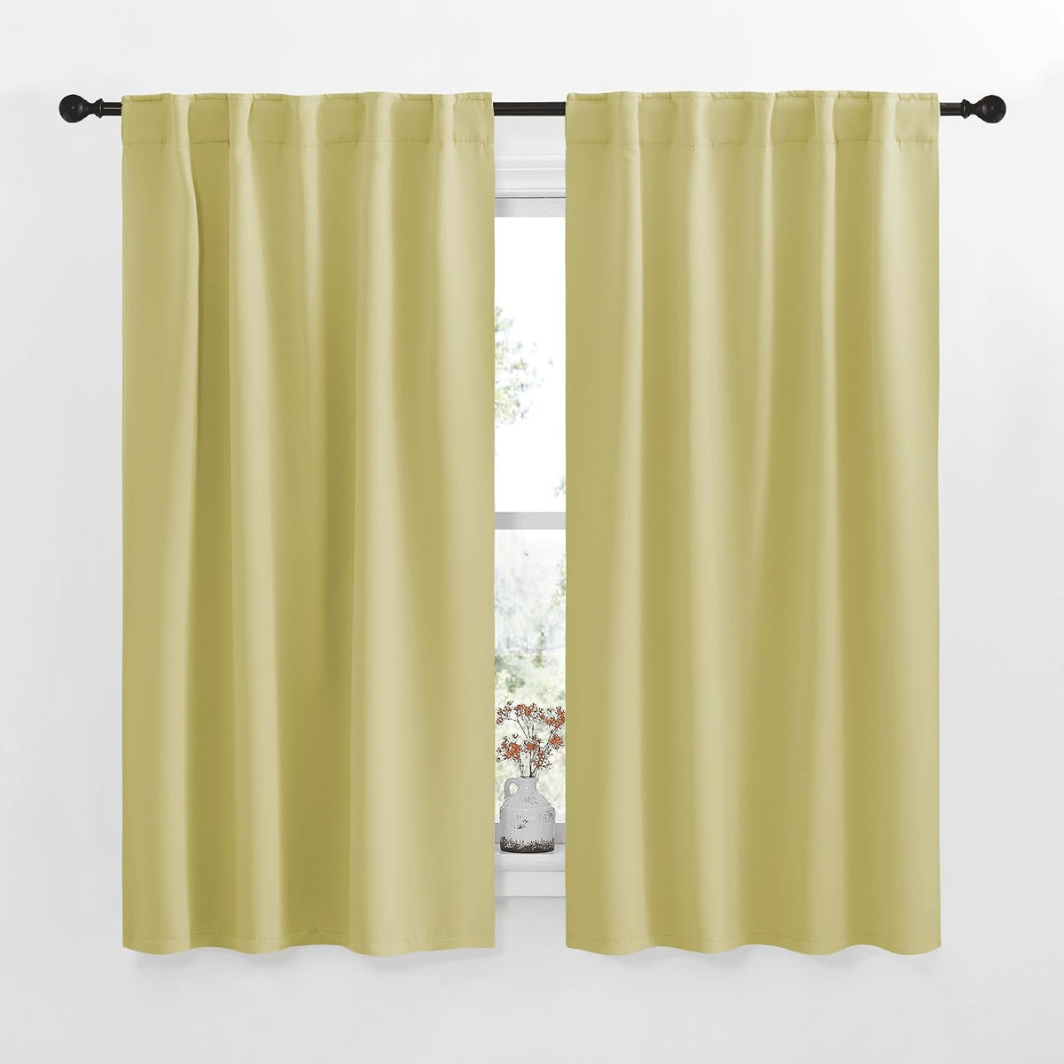 42"W x 50"L polyester curtains in Paler Yellow