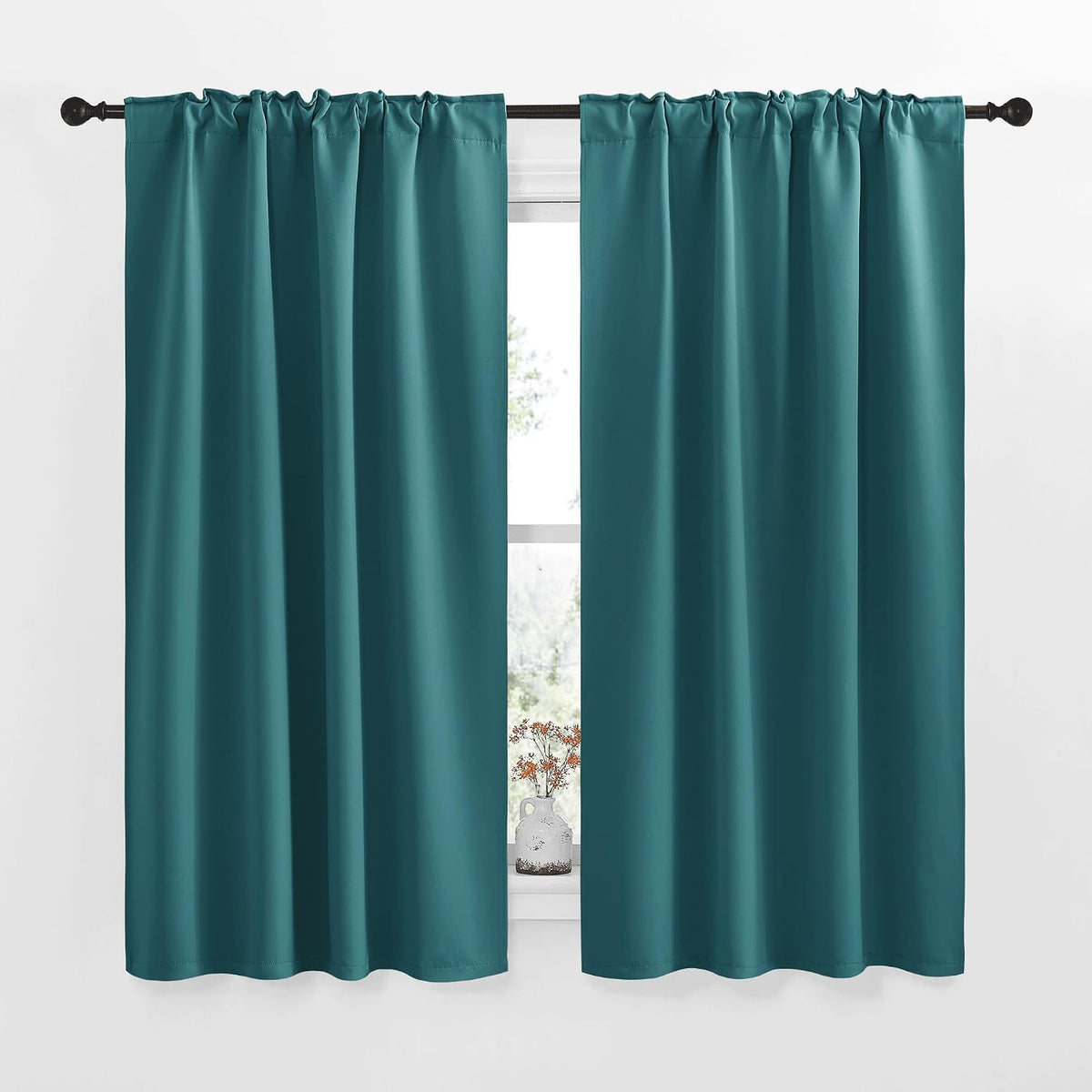 42"W x 50"L polyester curtains in Sea Teal, alternate view 2