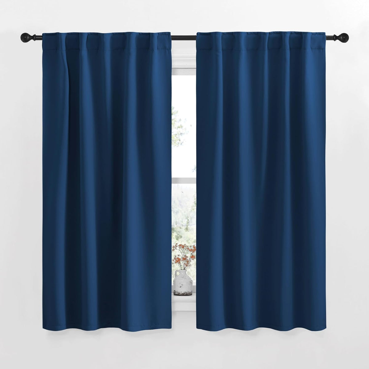 42"W x 63"L polyester curtains in Moroccan Blue