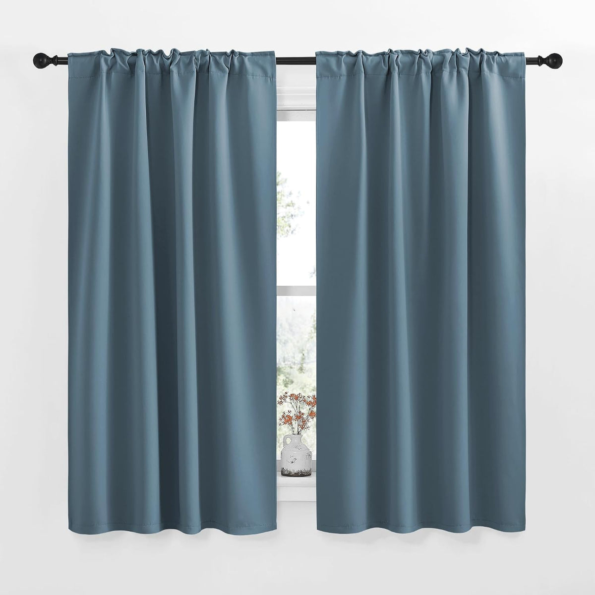 42"W x 63"L polyester curtains in Smoky Blue, alternate view 2
