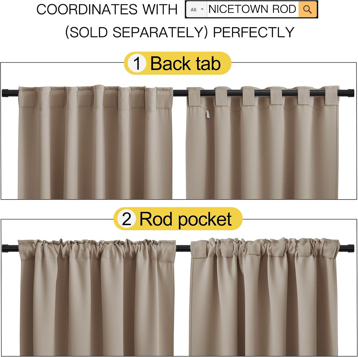 42"W x 70"L polyester curtains in Taupe, alternate view 3