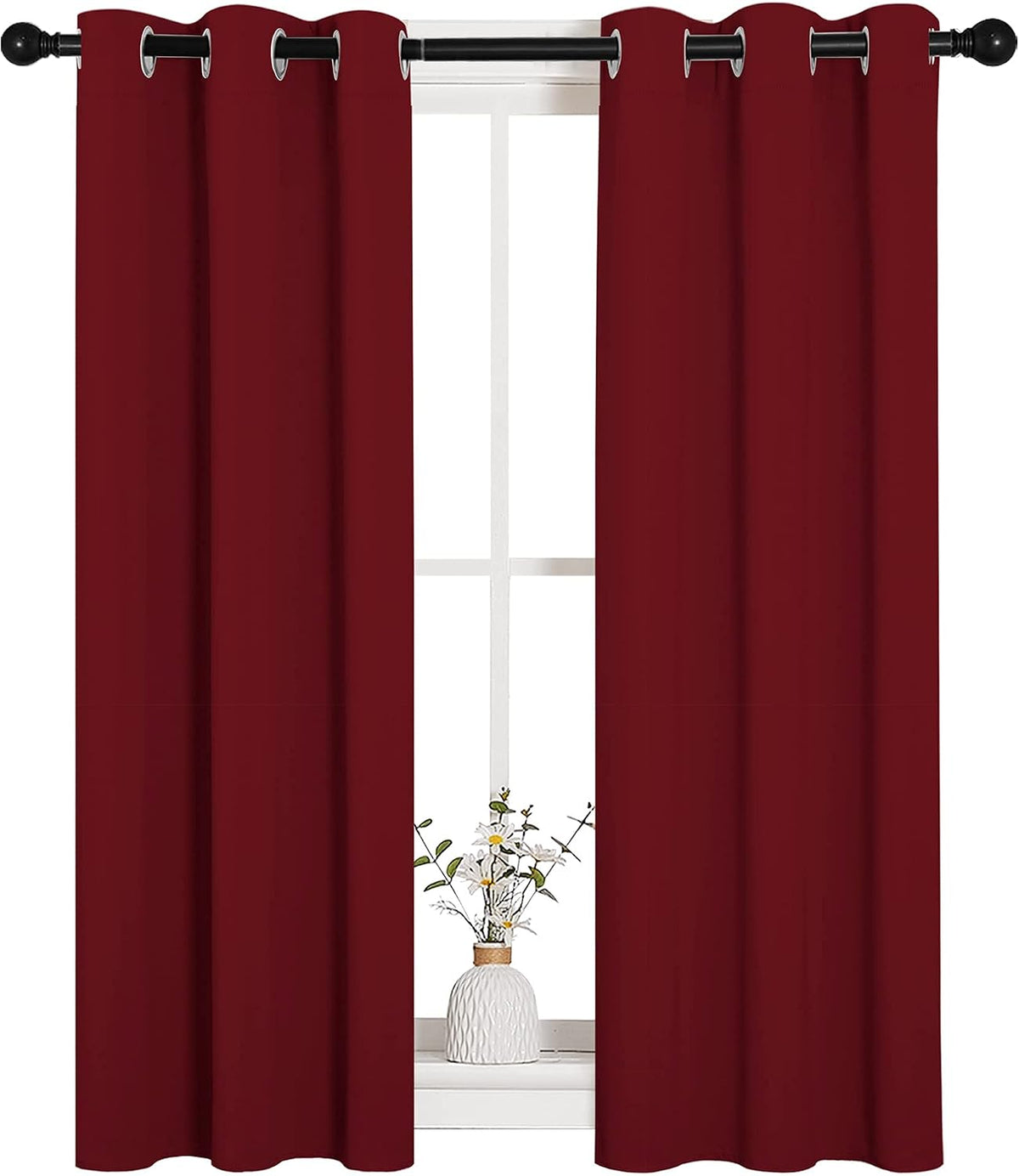 45"L x 29"W polyester curtains in Burgundy Red, alternate view 2