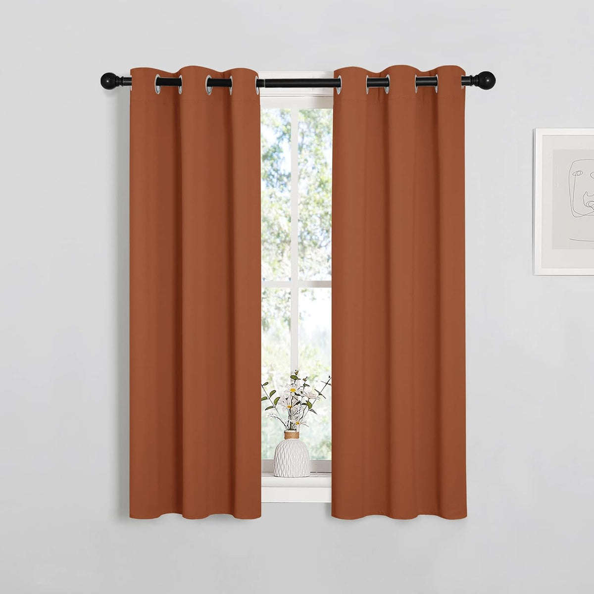 45"L x 29"W polyester curtains in Burnt Orange