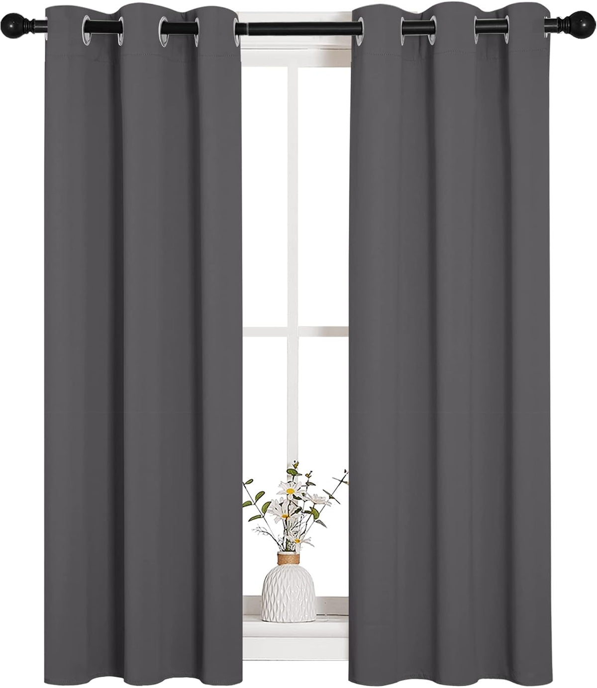 45"L x 29"W polyester curtains in Grey