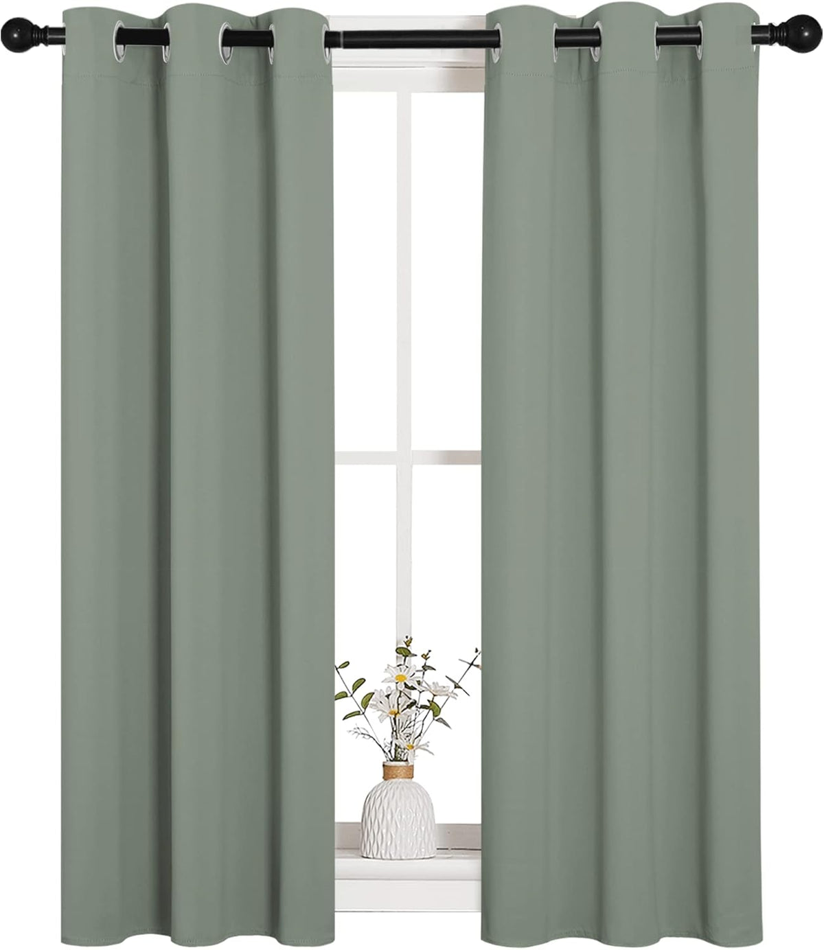 45"L x 29"W polyester curtains in Greyish Green, alternate view 2