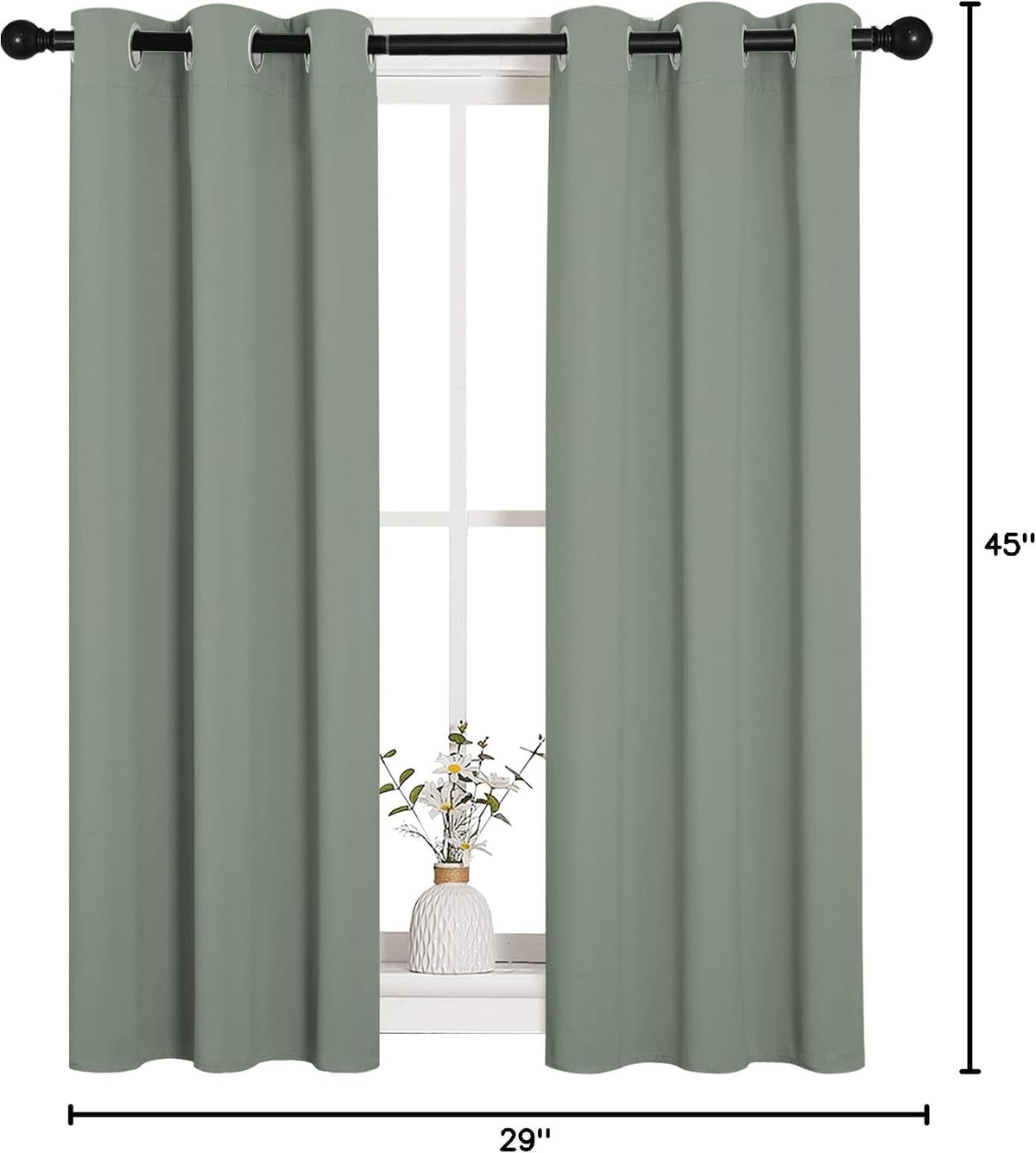 45"L x 29"W polyester curtains in Greyish Green, alternate view 9