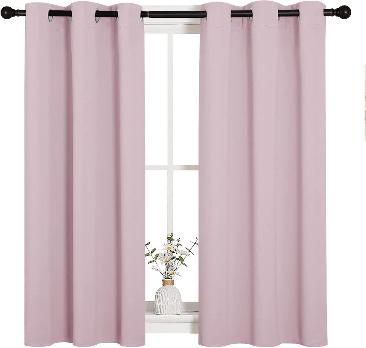 45"L x 34"W polyester curtains in Baby Pink