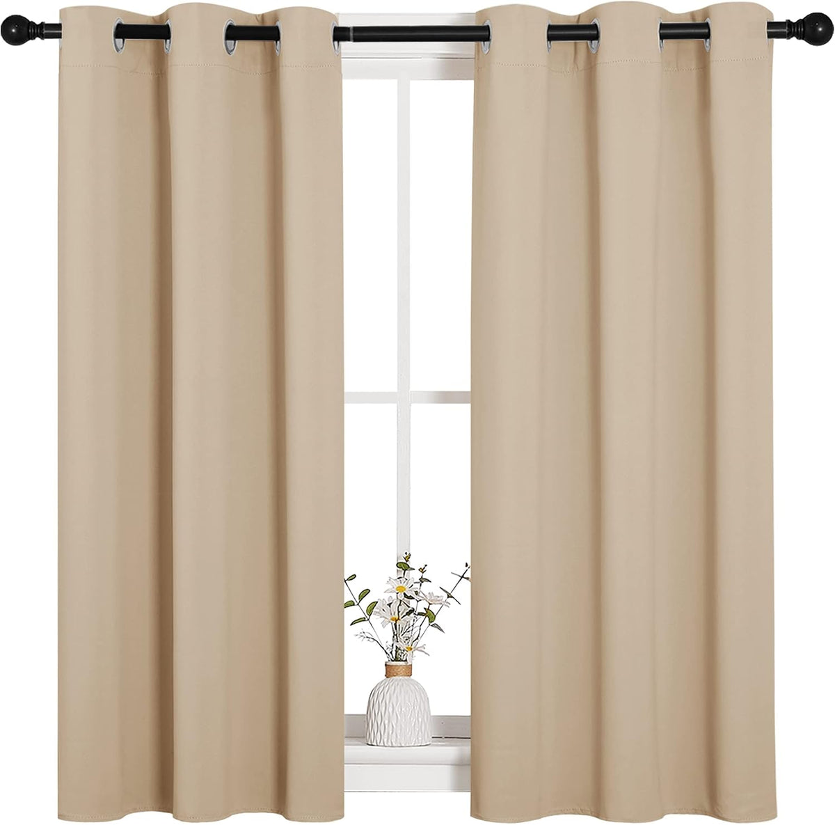 45"L x 34"W polyester curtains in Biscotti Beige