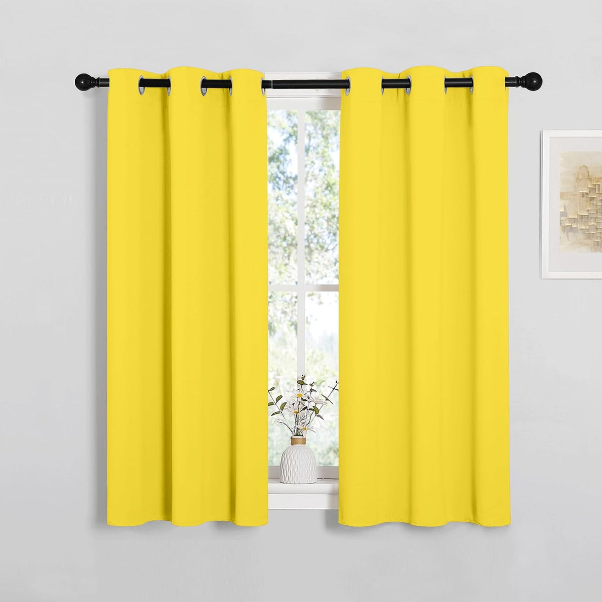 45"L x 34"W polyester curtains in Bright Yellow