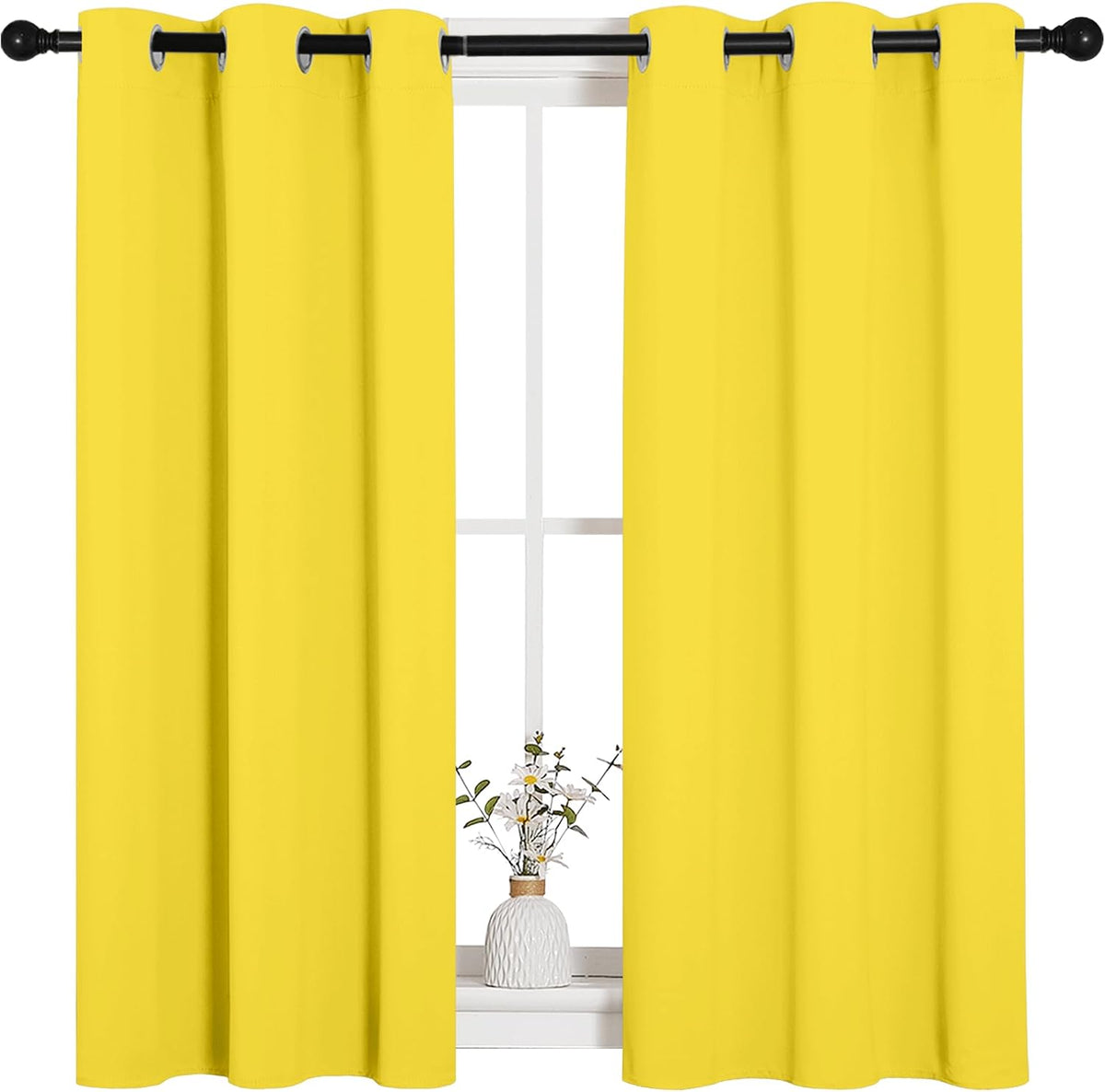 45"L x 34"W polyester curtains in Bright Yellow, alternate view 2
