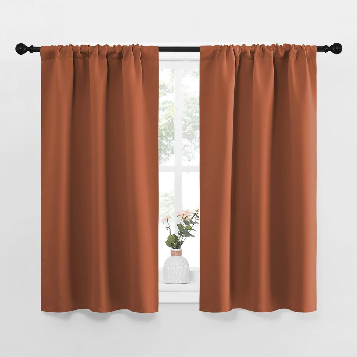 45"L x 34"W polyester curtains in Burnt Orange
