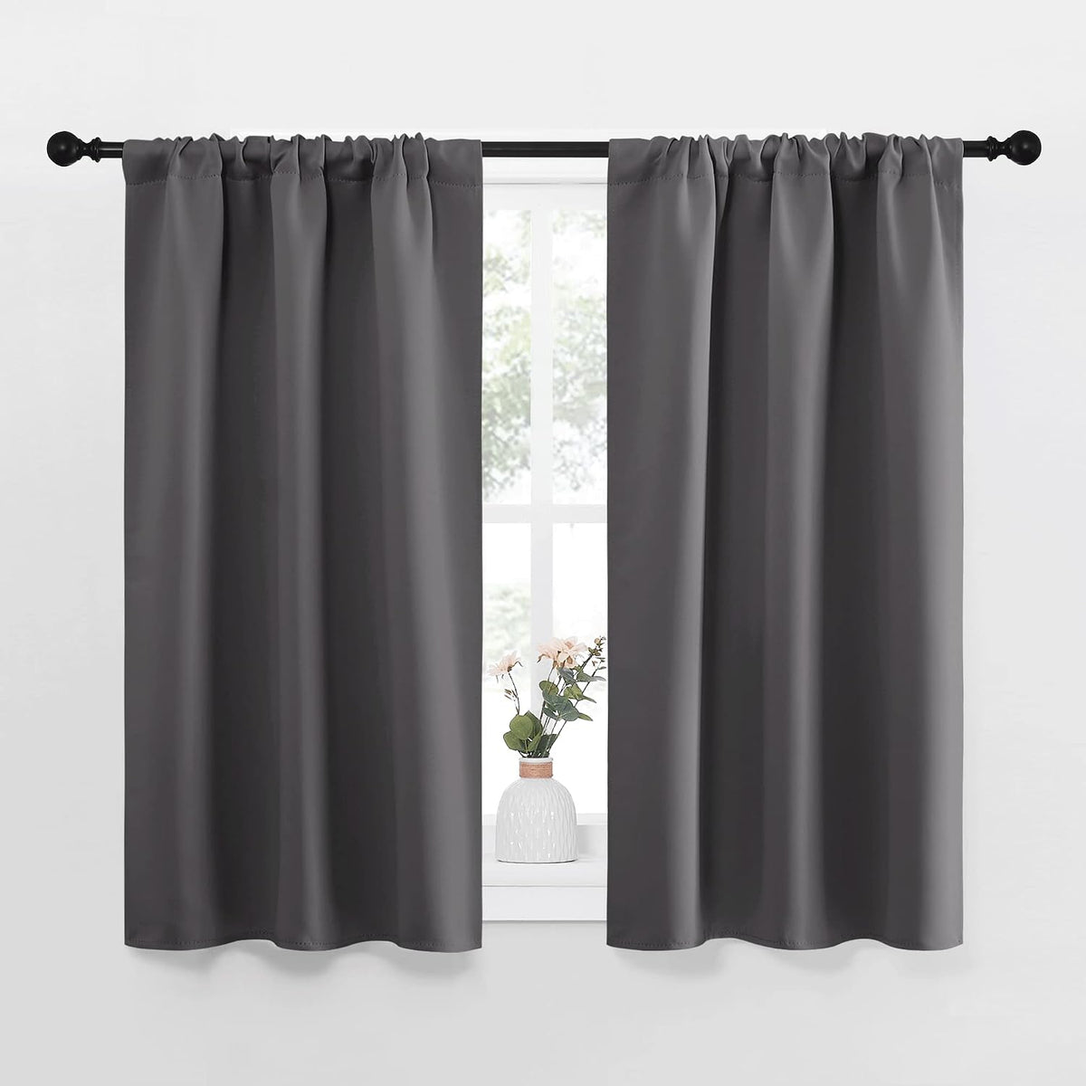 45"L x 34"W polyester curtains in Grey
