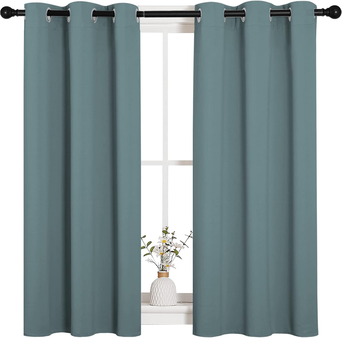 45"L x 34"W polyester curtains in Greyish Blue, alternate view 2