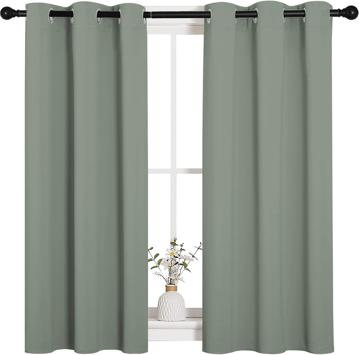 45"L x 34"W polyester curtains in Greyish Green, alternate view 2