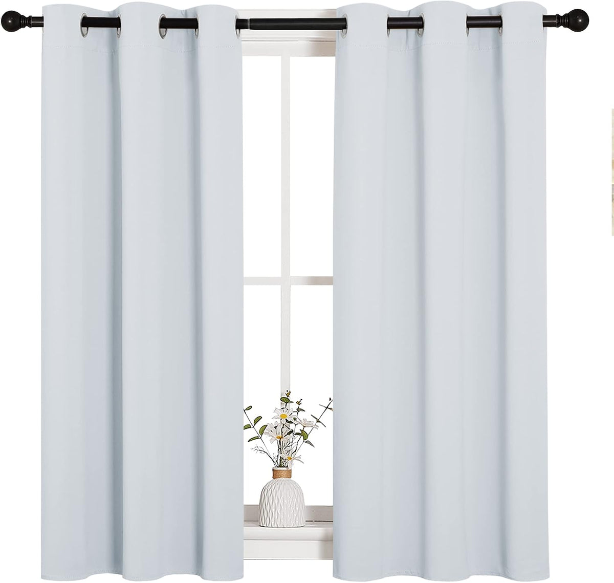 45"L x 34"W polyester curtains in Greyish White