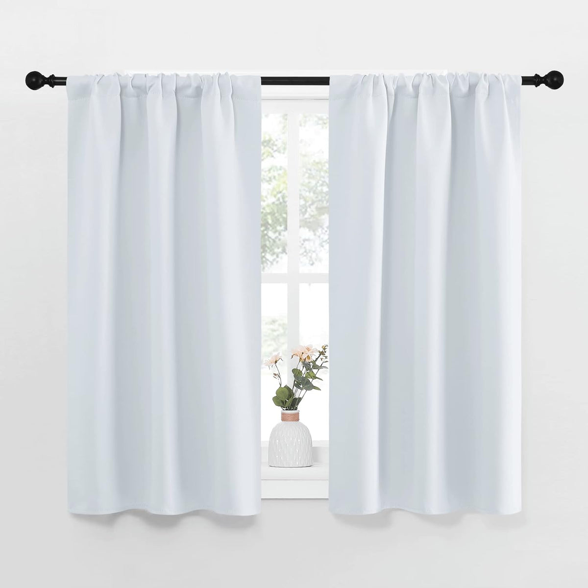 45"L x 34"W polyester curtains in Greyish White