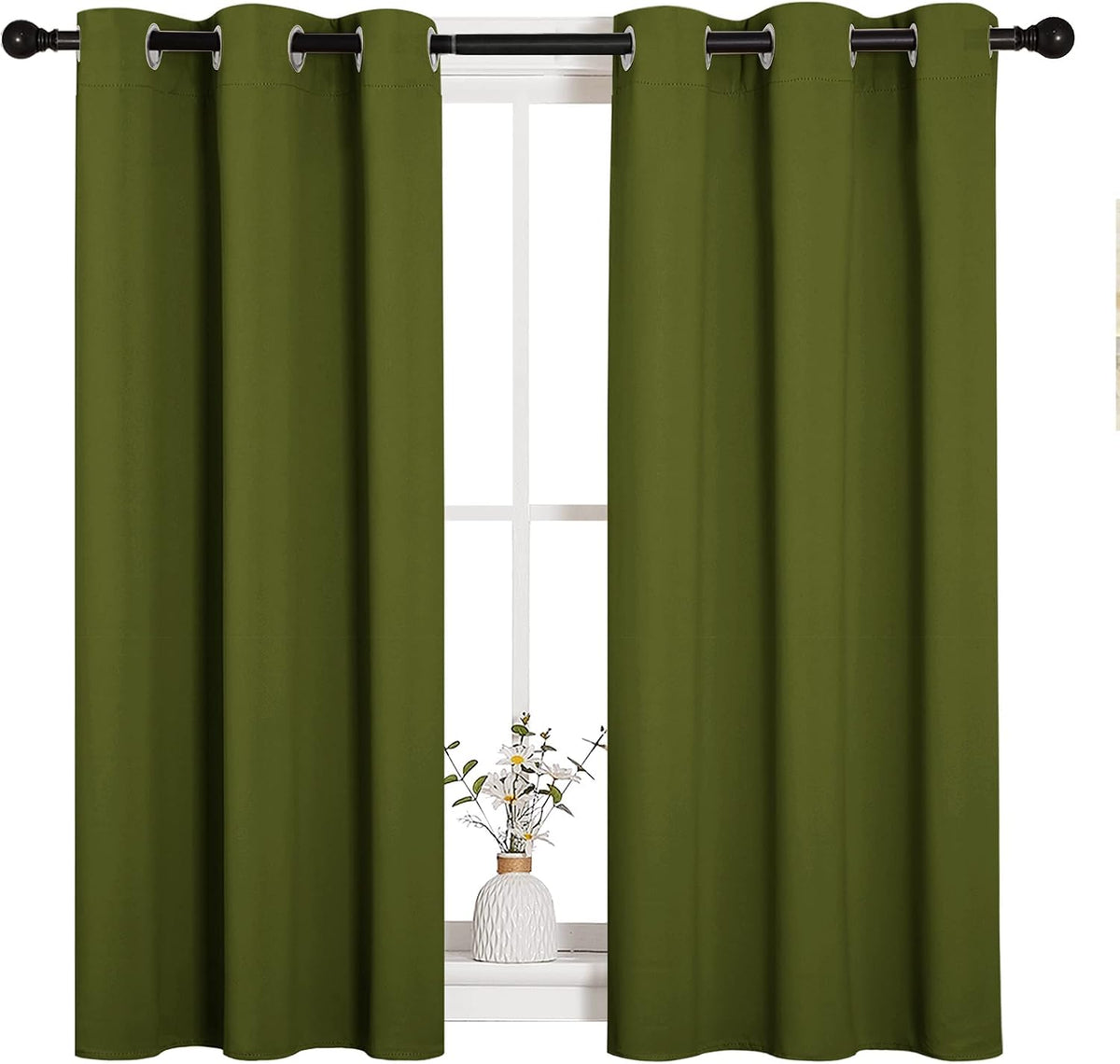 45"L x 34"W polyester curtains in Olive