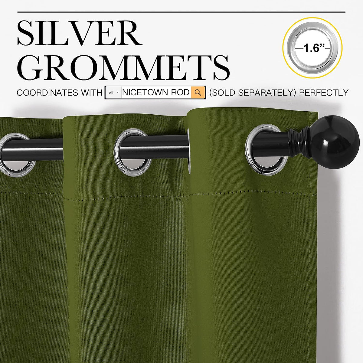 45"L x 34"W polyester curtains in Olive, alternate view 3