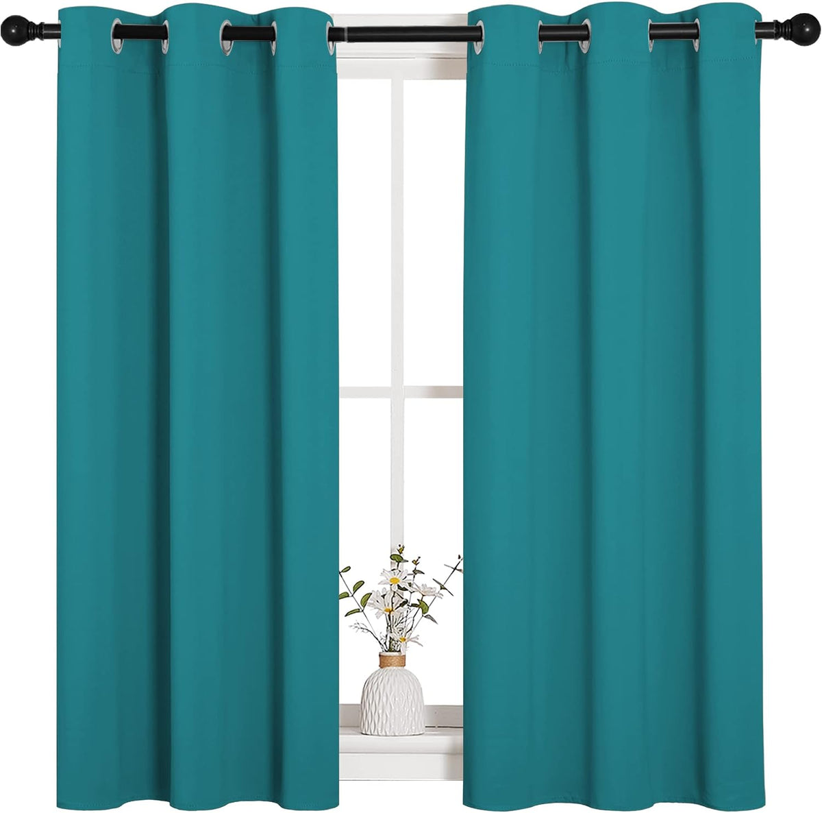 45"L x 34"W polyester curtains in Peacock Teal, alternate view 2