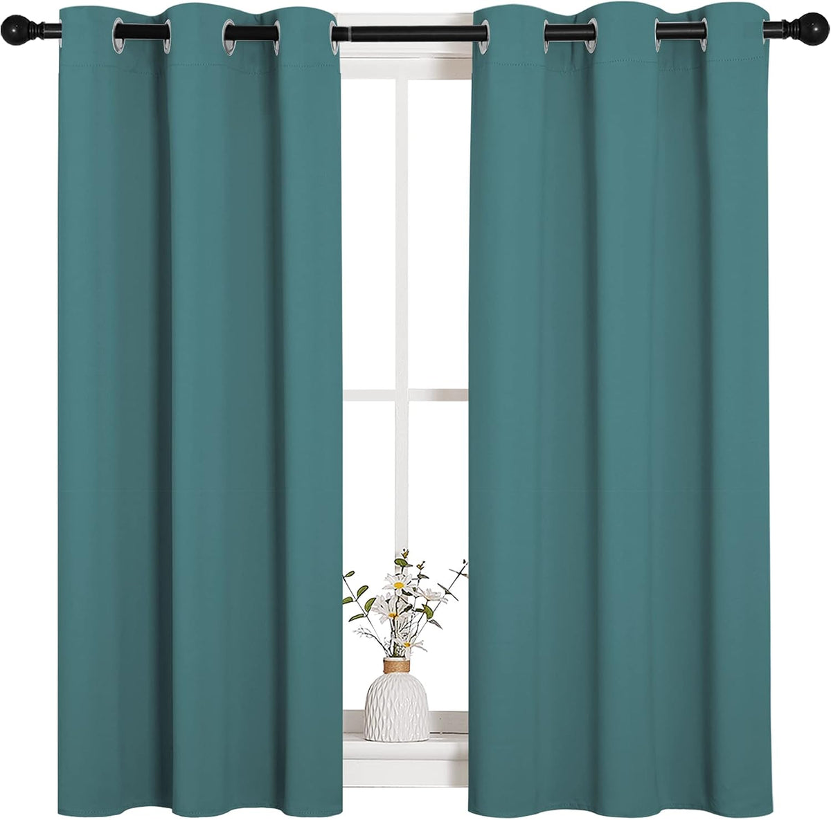 45"L x 34"W polyester curtains in Sea Teal, alternate view 2