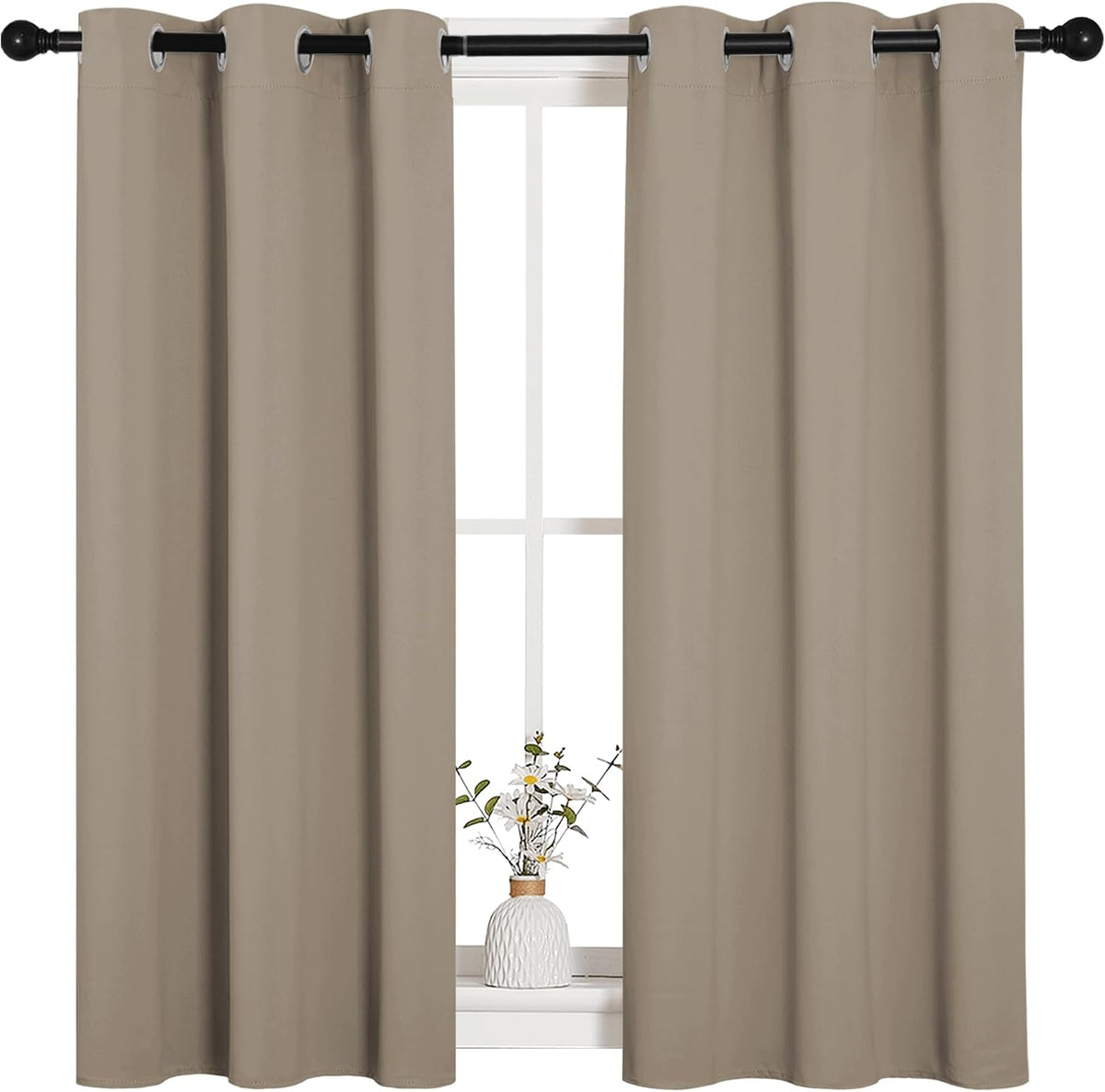 45"L x 34"W polyester curtains in Taupe, alternate view 2