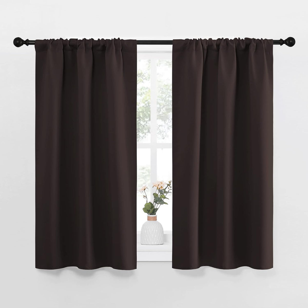 45"L x 34"W polyester curtains in Toffee Brown