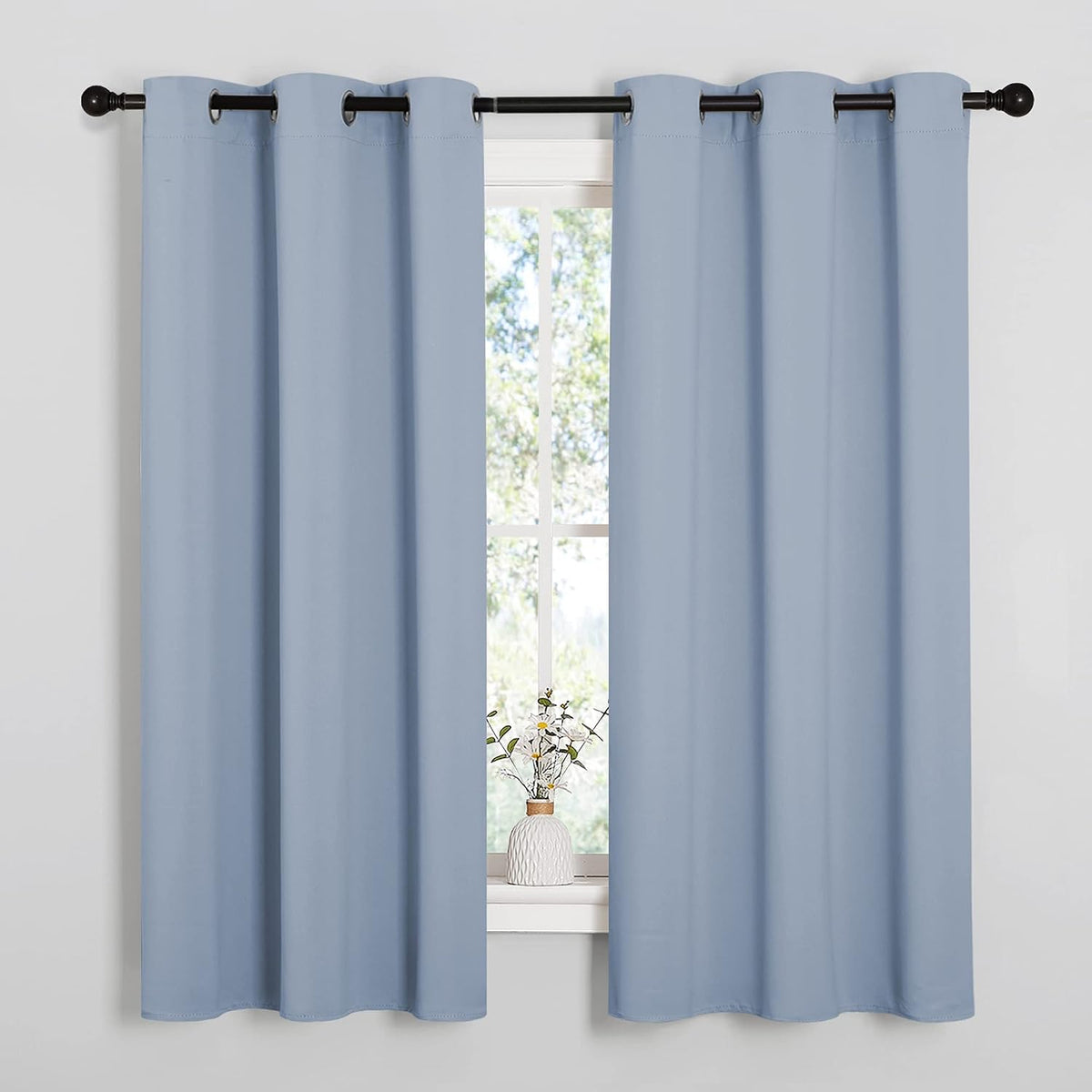 45"L x 34"W polyester curtains in Vintage Blue