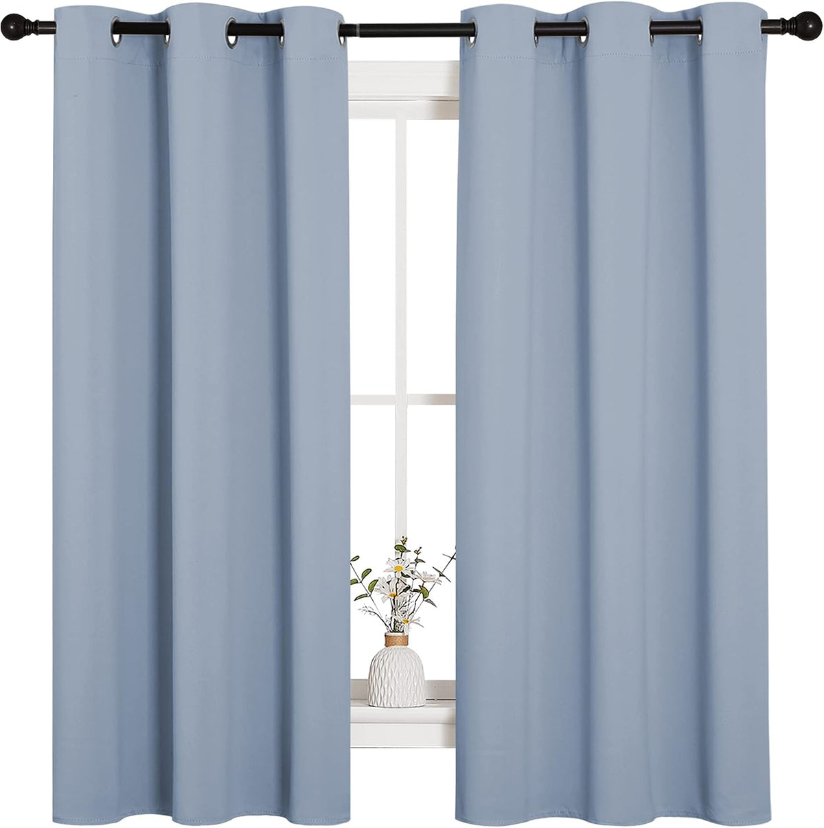 45"L x 34"W polyester curtains in Vintage Blue, alternate view 2