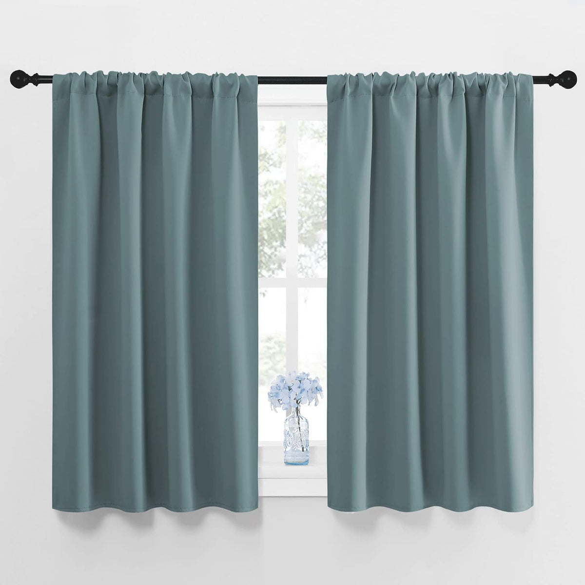 45"L x 42"W polyester curtains in Greyish Blue