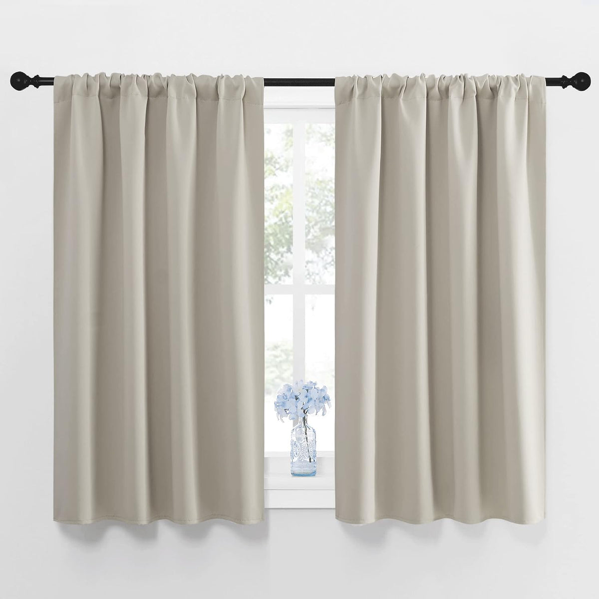 45"L x 42"W polyester curtains in Natural