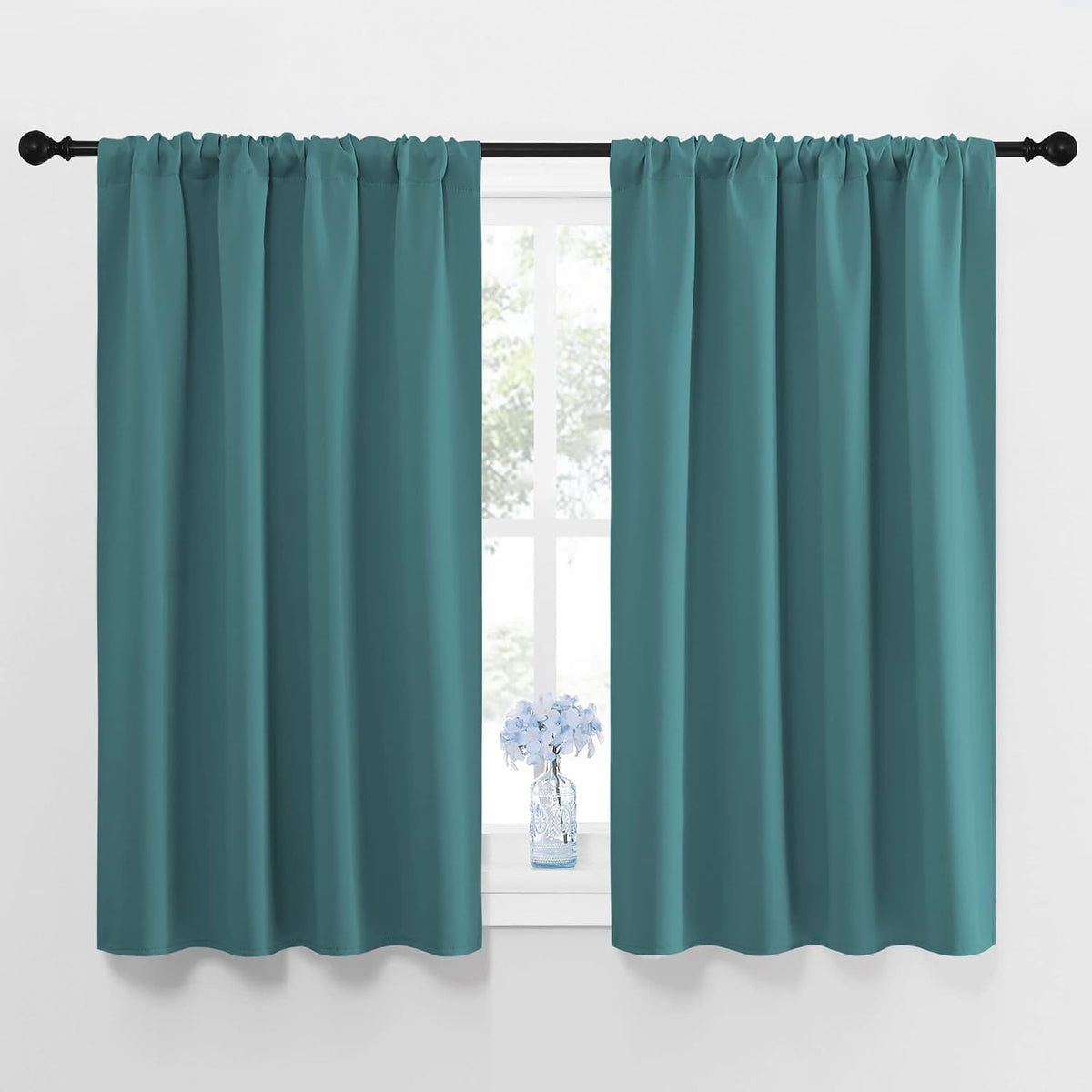 45"L x 42"W polyester curtains in Sea Teal