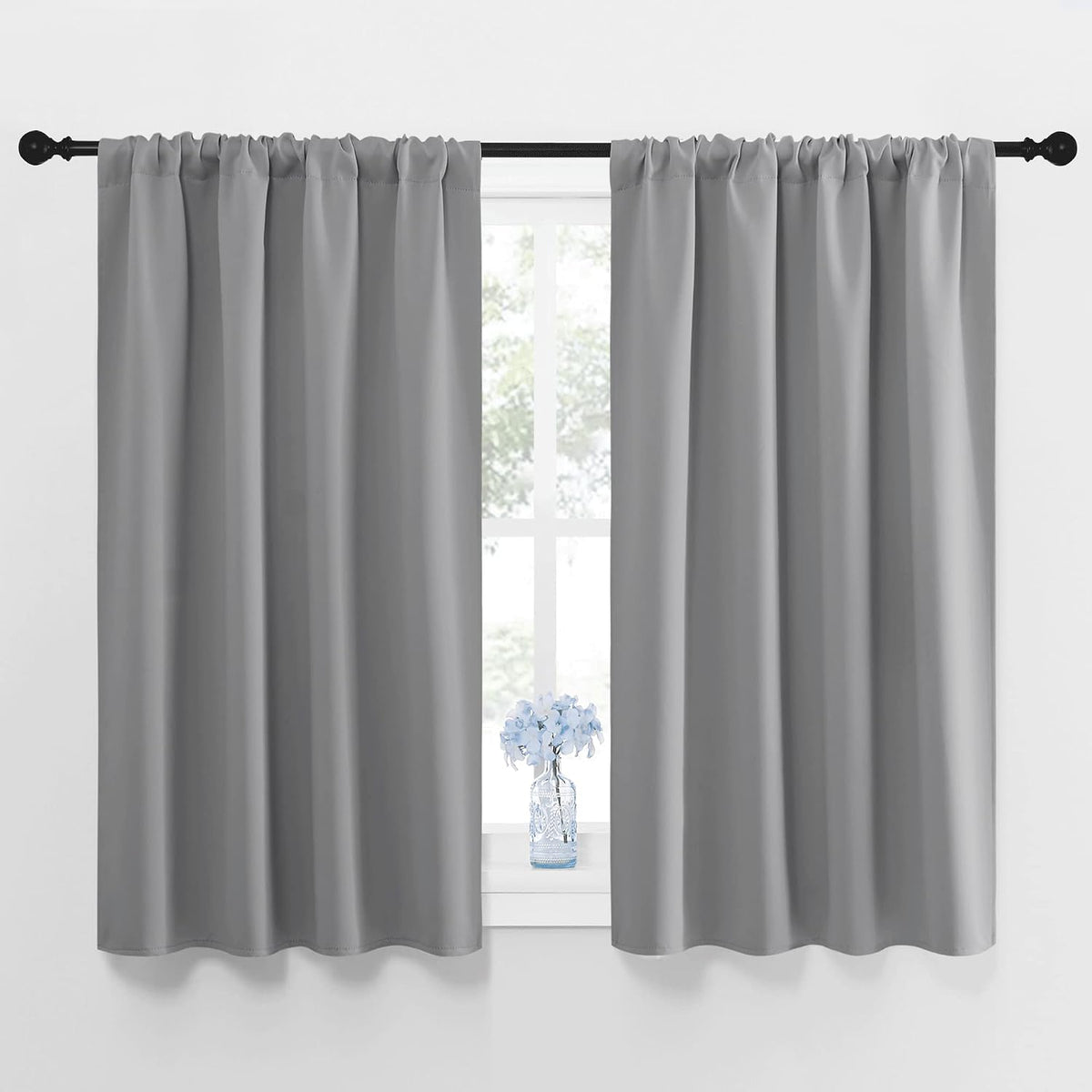 45"L x 42"W polyester curtains in Silver Grey