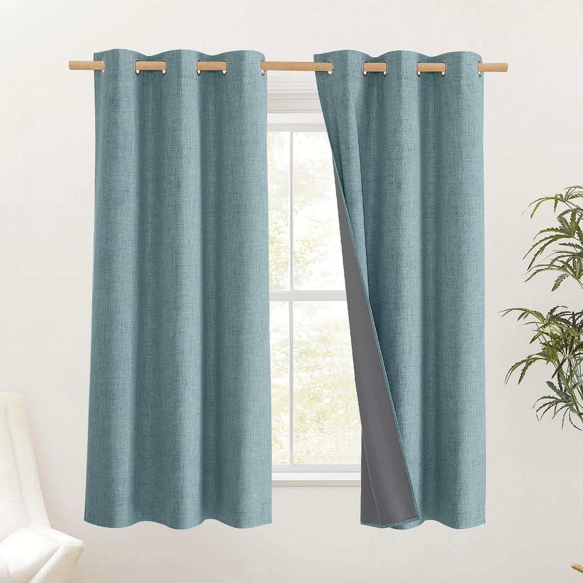 45"L x 42"W polyester curtains in Skylark Blue, alternate view 2