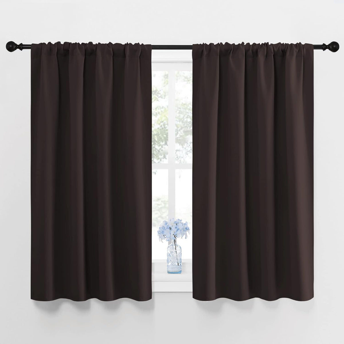 45"L x 42"W polyester curtains in Toffee Brown